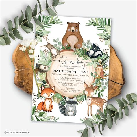 baby shower invitations woodland theme|printable woodland baby shower invitations.